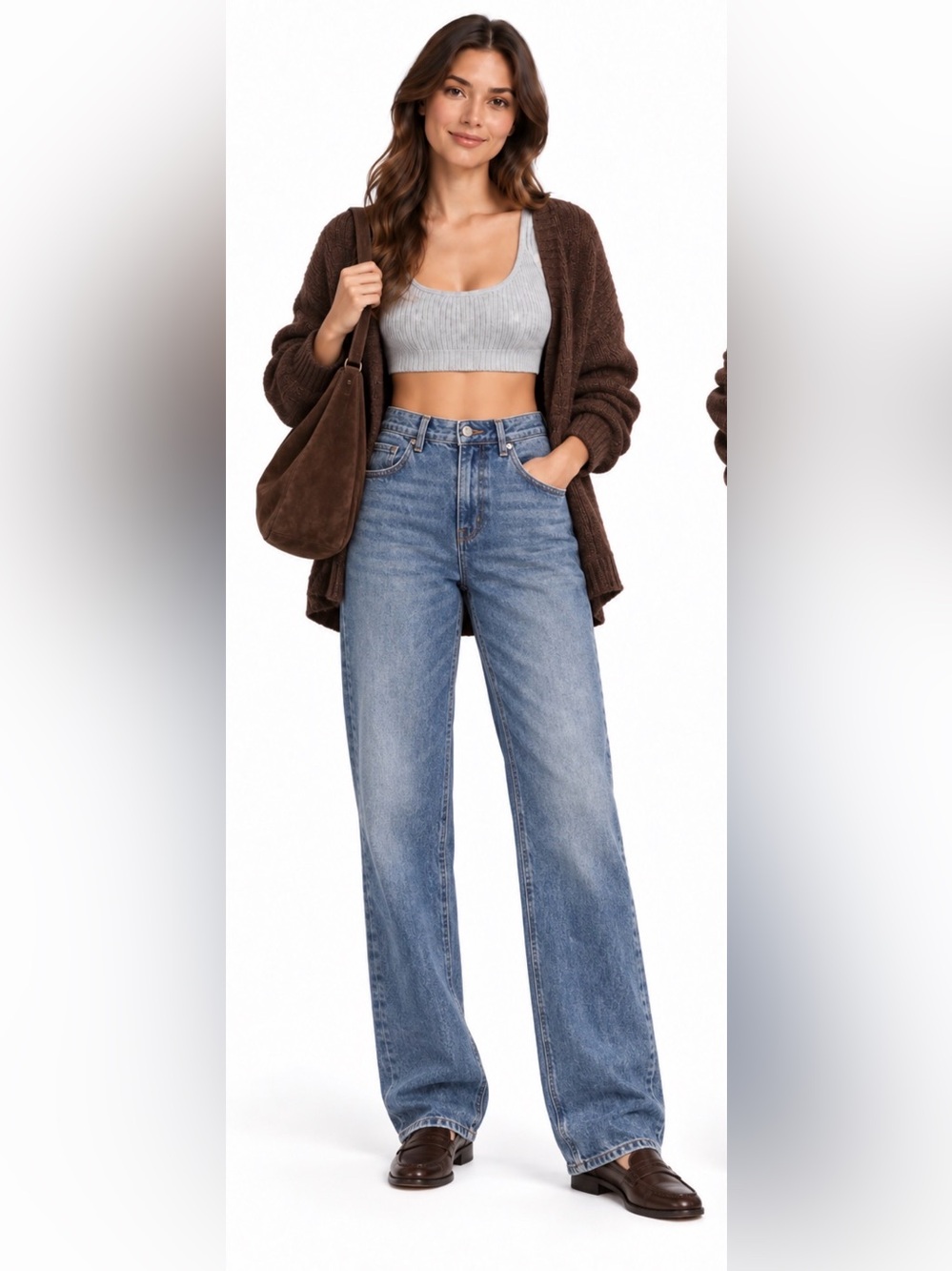 We Wore What Revolve Scoop Pull On Bra Top Chunky Cozy Stitch Light Grey